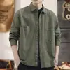 Jaqueta camisa de trabalho retrô estilo americano para homens, um item popular de primavera/outono, feita de algodão puro, camisa casual versátil e moderna