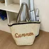 Bolsa de mano de gran capacidad de moda transfronteriza para ir al trabajo, nuevo bolso de mano de verano 2026, bolso de paja tejido a la moda
