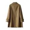 Elegante gabardina de doble botonadura, abrigo de longitud media para mujer para primavera y otoño, nueva moda femenina otoño 2026