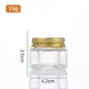 Frasco de Vidro Hexagonal Cor de Grama Verde com Tampa Frasco Selado para Óleo Medicinal Frasco para Creme de Geada 15g Frasco Quadrado para Óleo Refrescante Repelente de Mosquitos