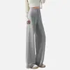 Calças de Pilates estilo americano, fluidas, casuais, simples, versáteis, compridas até o chão, calças de perna reta que afinam