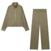 Roupas Europeias e Americanas Transfronteiriças para Mulheres AliExpress Venda Quente Moda Manga Longa Gola Alta Macacão + Conjunto de Calças de Perna Reta
