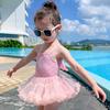 Roupa de Banho Infantil Feminina Estilo Coreano Peça Única Saia de Princesa Bebê Costas com Asas Maiô Feminino Maiô para Fontes Termais