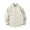 Camisa de Trabajo Funcional Americana de Manga Larga para Hombre en Primavera y Otoño Marca de Moda Holgada y Versátil Color Sólido Casual Camisa con Cuello
