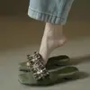 Primeiro Encontro com as Sandálias de Roda Quadrada para Exterior com Strass Brilhantes da Estação para Mulheres, Novas Sandálias Versáteis de Salto Baixo para Calçar Facilmente 2026