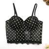 Cinco pontas estrela bordada Sling Wrapped peito coreano estilo renda perspectiva sexy tubo top com anel de aço em forma de cartilagem cintura