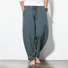 Pantalones bombachos de lino de talla grande para primavera y verano, estilo chino, holgados, de pierna ancha, informales, de moda para hombre, color rábano