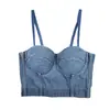 Camisole Jeans Europeia e Americana para Meninas Quentes Moda Feminina Colete para Usar sem Alças de Espinha de Peixe Cintura Cyber Popular Top Base