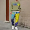 Conjunto de Moletom Masculino 2025 Primavera e Outono Transfronteiriço com Gola Redonda e Estampa, Leve e Casual, Adequado para Uso Diário