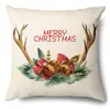 Productos para el Hogar Transfronterizos Amazon Funda de Almohada Navideña Papá Noel Árbol Sofá Funda de Almohada de Lino Funda de Almohada