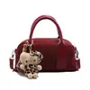 Bolso Boston Vintage de Cuero Mate con Estampado de Leopardo Coreano, Bolso de Hombro Cruzado, Bolso de Almohada para Mujer