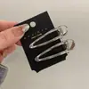 Grampo de Cabelo de Metal Prateado de Alta Qualidade para Mulheres, Estiloso e Único Grampo Bico de Pato Ondulado Vazado, Grampo para Franja, Prendedor de Cabelo Lateral