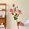 Elegante centro de mesa de 3 cabezas de rosa estilo francés, decoración de ramo de flores artificiales de lujo ligero, venta al por mayor transfronteriza