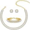 Moda Simples Feminina Grande Cor Diamante Strass Colar Brincos Pulseira Três Peças Vestido de Noiva Banquete Vestido Colar