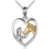Collar Cruzado de Nuevo Producto para Niña con Caballo Color Corazón Cadena Moda Clavícula Regalo para Amante Colgante