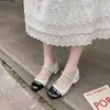 Zapatos Mary Jane de Estilo Francés Otoñales Versátiles de Bloques de Color Tacón Grueso Cadena Boca Baja Zapatos de Salón para Mujer Nuevo Mediados de 2026