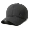 Gorra de béisbol de lana para hombre de otoño e invierno transfronteriza, engrosada para abrigar, con protección para las orejas, visera tipo pico de pato y forro de algodón resistente al viento y al frío, adecuada para hombres de mediana edad y mayores