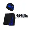 Adecuado para Bañador tipo Boxer para Hombre, Set de Gafas de Natación, Shorts de Playa, Elástico, Cómodo, Secado Rápido, Gorro de Natación Transpirable, Natación para Adultos
