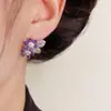 Aretes Franceses de Zirconio Microincrustado Doble Pétalo para Mujer, Lujo Ligero, Modernos, Versátiles, Gama Alta, Aretes Súper Brillantes al por Mayor