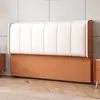 Cabecero Modelo Nuevo 2026 con Tapicería Suave, Diseño Simple de Madera Maciza de Pie Integrado, Respaldo de Cuero Genuino, Cuero de Garra de Gato, Cabecero Ultra Delgado Se Vende por Separado