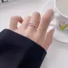 Anel Fashion de Camada Dupla com Zircônia, Design Moderno, Toque Único e Sofisticado, Anel Aberto Exquisito e que Não Desbota