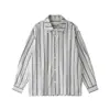 Camisa de manga longa listrada simples retrô estilo japonês Rumeng para homens, outono, corte solto, marca casual e estilosa