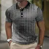 Comercio Exterior Europeo y Americano Verano Nuevo para Hombre Camisa Polo de Manga Corta Estampado Digital 3D Casual al Aire Libre Camisa Polo con Botones