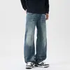 Roupas Masculinas Fengshe / 2026 Primavera e Outono Novidade Tendência Retro Americano Caimento Solto Jeans Foice Calças Compridas Masculinas