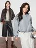 Chaqueta de cuero genuino Haining de réplica auténtica 2026 nuevo estilo para mujer, corta, holgada, estilo motociclista, chaqueta abrigo de piel de oveja
