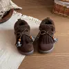 Botas de Nieve con Borlas para Niños Invierno Más Terciopelo Lindo Colgante de Oso Decoración Suela Gruesa Antideslizante Niños Medianos y Grandes Cálidas Botas de Algodón