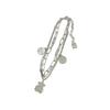 Estilo Ins Coreano Nicho Dulce y Lindo Plata de Ley S925 Doble Capa Corte Cuadrado Calado Puntadas Oso Madreperla Blanca Pulsera