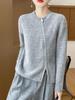 Cárdigan de Lana con Hebilla de Perlas para Mujer Diseño Irregular Doble Cremallera Prendas de Punto Suéter Chaqueta Cuello Redondo Holgado Adelgazante