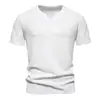 Transfronteiriço 2024 Novo Verão Masculino Camiseta V-neck de Tecido Bolha Masculina Camiseta de Manga Curta Casual Base Top Masculino Tendência