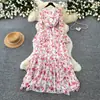 Vestido floral suave estilo francés para mujer, de manga larga, línea A entallado a la cintura, elegante vestido largo para otoño 2026