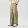 Maple House Roupa Masculina / Calças Masculinas 2026 Nova Primavera/Verão Finas Largas de Perna Reta Calças de Trabalho Casuais com Múltiplos Bolsos