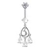 Europa y Estados Unidos transfronterizos gota de agua borla rebobinar anillo para ombligo 3A circonita clavo para ombligo joyería piercing corporal venta caliente