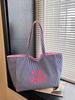 Bolsa de Lona Rayada de Gran Capacidad Nueva Primavera y Verano para Mujer, Bolsa de Tela de Doble Cara, Estilo Coreano, Estilo Ins, Bolso de Hombro Versátil