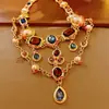 Pendientes Ovalados Geométricos Incrustados con Diamantes Vintage y Collar, Cadena para Clavícula de Lujo Ligero de Nicho, Juego de Joyería Retro