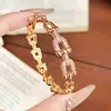 Pulsera de Moda Transfronteriza Más Vendida con Barra Horizontal de Pedrería Estilo Herradura Forma OT/U Joyería de Mano Europea y Americana de Lujo Ligero para Mujer Venta al por Mayor