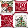 Almofada de Natal Mais Quente da Amazon com Estampa de Boneco de Neve e Papai Noel em Material de Linho Capa de Almofada Decorativa de Natal