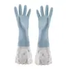 Guantes engrosados para otoño e invierno con forro de felpa, anticongelantes para lavar platos, guantes de limpieza para el hogar, guantes de goma extendidos con manga de invierno, duraderos