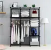 Armário de Armazenamento, Guarda-Roupa Simples, Combinação de Estante de Armazenamento, Estante de Livros para Sala de Estar, Organizador de Armazenamento de Múltiplas Camadas, Malha de Ferro, Economizador de Espaço