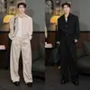 Otoño Nicho Nuevo de Moda para Hombre Retro de Gama Alta Chaqueta con Solapa Versátil Holgada Traje de Pantalón Scimitar