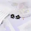 Pendientes Japoneses y Coreanos Elegantes Dulces de Flor Dopamina Escarchados Pendientes de Flor de Pétalo Multicapa para Vacaciones en la Costa para Mujeres