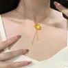 Nuevo Estilo Colgante de Calabaza Cepillada Chapado en Oro con Borla para Dinero Collar Joyería al por Mayor de Fabricante de Comercio Electrónico en Vivo