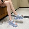 Sandalias de Plataforma con Velcro Estilo Chanel para Mujer Nuevo Estilo Verano 2025 Color Sólido Estilo Deportivo Sandalias Planas de Playa para Mujer