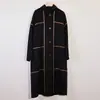 Liquidación, sin devoluciones ni cambios: abrigo de lana elegante para mujer, de alta calidad, corte holgado, con cinturón de corbata y cuello largo con muesca