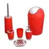 Set de Accesorios de Baño de Plástico Europeo y Americano de Seis Piezas, Artículos de Baño, Set de Cepillo para Inodoro, Botella de Líquido Galvanizado, Cubo de Basura al por Mayor