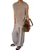 Chal de punto estilo francés con borde enrollado informal, Camiseta sin mangas de punto suelta, simple y versátil de alta gama para verano para hombres y mujeres