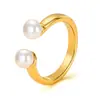 Anillo de Acero de Titanio Abierto de Perlas de Lujo de Entrada Francesa INS Personalidad y Temperamento de Mujer Diseño de Nicho Versátil Joyería para Anillo de Dedo